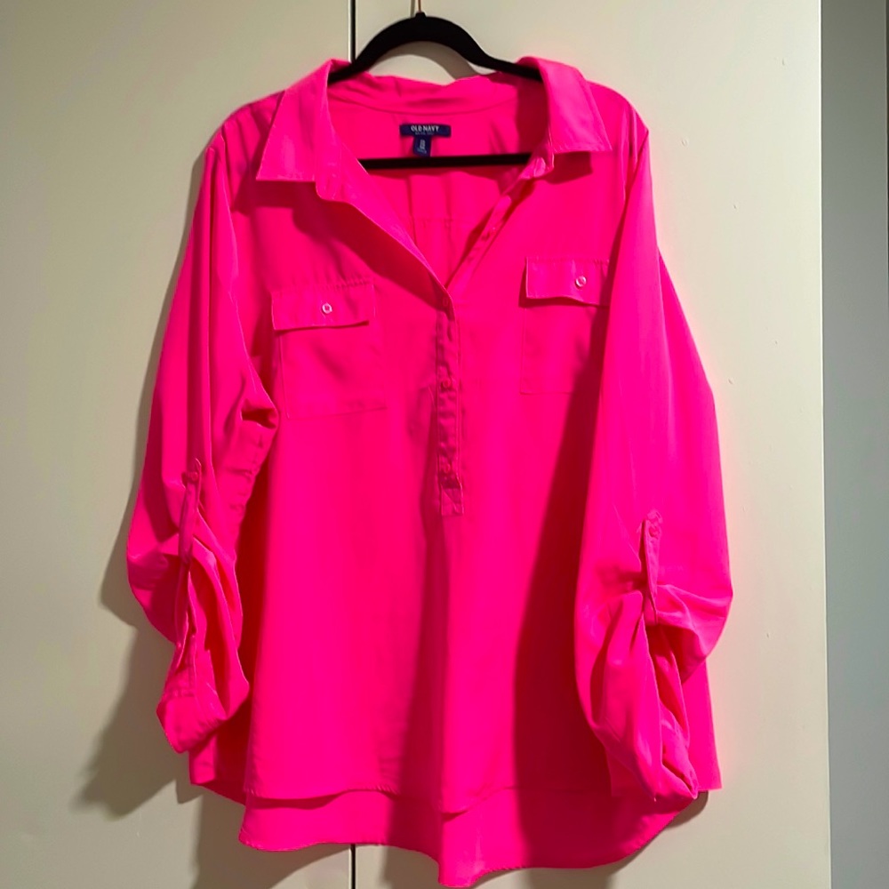 Hot pink, Old Navy button up shirt XXL